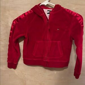 Tommy Hilfiger Red Velour Hoodie Jacket, kids size 6